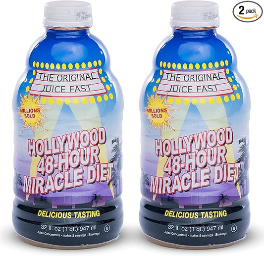 Hollywood diet - 48-Hour Miracle Fruit Juice Cleanse Diet 2-Pack, Detox Cleanse for Weight Loss & Rejuvenation, Food Replacement, Fast Acting Diet, Weight Loss Drink, 32 Fl. Oz.