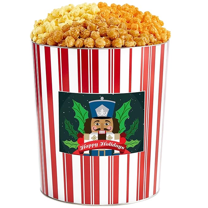 The Popcorn Factory Tins With Pop® 3.5 Gallon Happy Holiday Nutcracker 3 Flavor