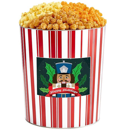 The Popcorn Factory Tins With Pop® 3.5 Gallon Happy Holiday Nutcracker 3 Flavor