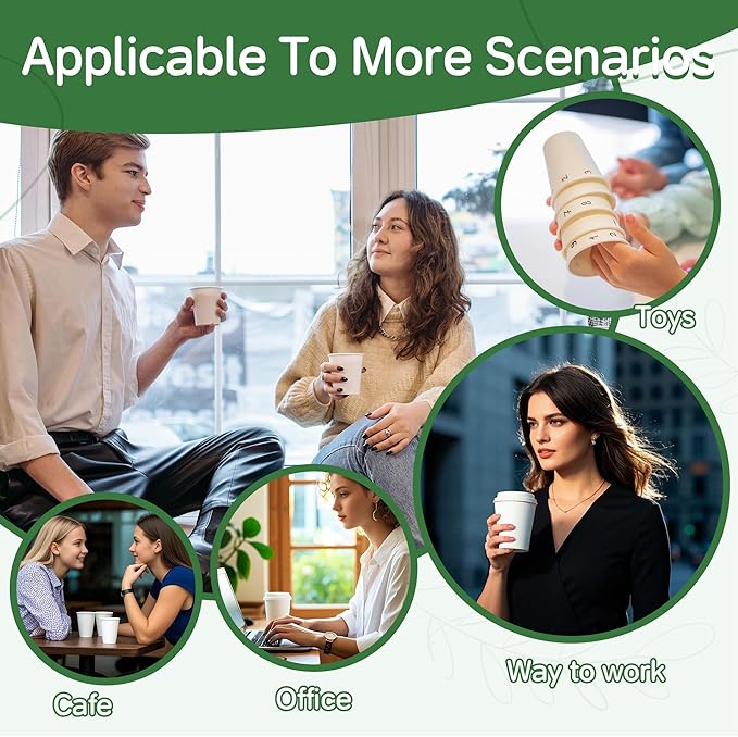 Coffee Cups 12 oz 300 Pack, 12 oz Paper Cups, Hot Beverage Drinking Cups, White Paper Hot Disposable Coffee Cups, Suitable for Party, Picnic, Travel, and Events