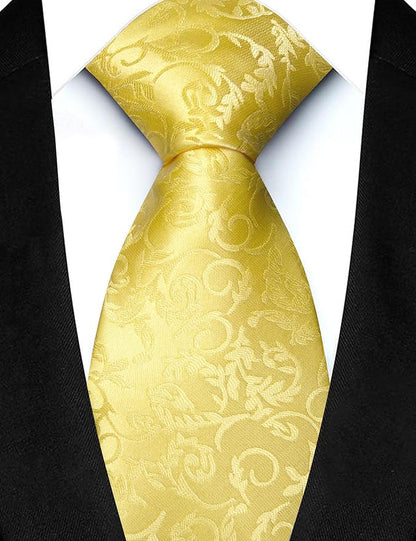 JEMYGINS Mens Floral Tie and Lapel Pin Necktie Pocket Square and Tie Clip with Sets for Business Casual 4PCS