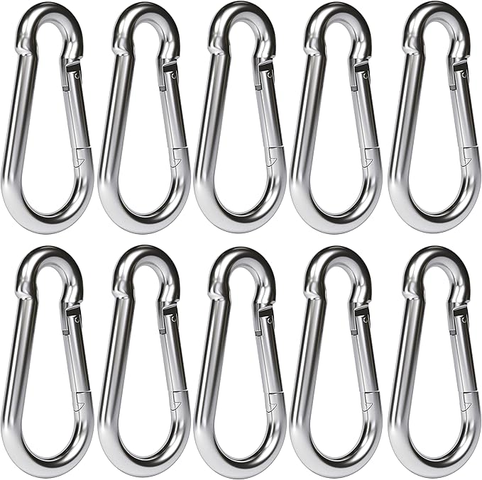 dimok Heavy Duty Carabiner Clips Stainless Galvanized Carbon Steel Spring Snap Hook Set for Camping Swing Boating Hammock Hiking 3 1/2 Inch