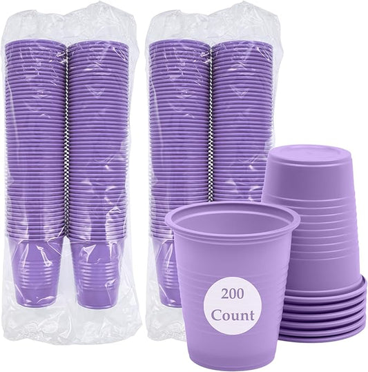 Henry Schein Disposable Cups, 5 oz, Purple (200 Count) – Dental Rinse Cups, Double-Coated for Durability, Latex-Free, Embossed Grip, Ideal for Medical, Office, and Event Use
