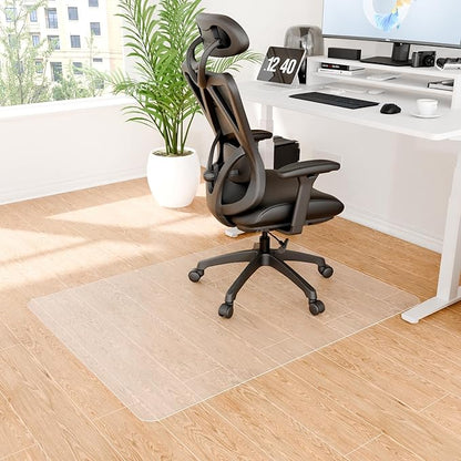 Office Chair Mat for Hardwood Floor, Ship Flat 48"x36" Heavy Duty Floor Protector for Desk, Plastic Rolling Chair Mats, Clear Floor Mat Smooth Glide, No Divot, Rectangle