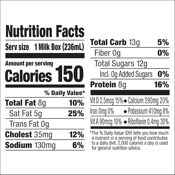 Horizon Organic Shelf Stable Whole Milk Boxes, 8 fl oz, 12 Count - 8g Protein per Serving, USDA Organic UHT from Pasture-Raised Cows, Ready to Drink for Lunchbox, Travel, or On-the-Go, No Refrigeration Needed