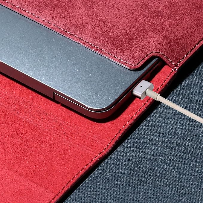 Leather Laptop Sleeve Compatible with MacBook Pro 14 Inch M4 M3 M2 M1 Pro/Max Case,Slim and Durable Waterproof Protective Cover for 13-14 Inch Notebook Computer Cover,Red