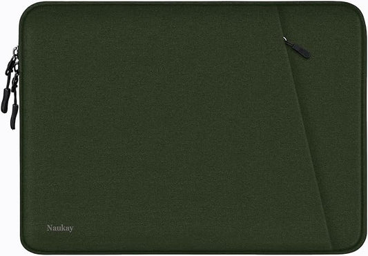 Laptop Sleeve 14 inch, Shockproof Protective Computer Cover with Accessories Pocket, Portable Laptop Case Compatible for 14 inch MacBook Air/Pro, Dell, HP, Acer, Asus, Lenovo, Army Green
