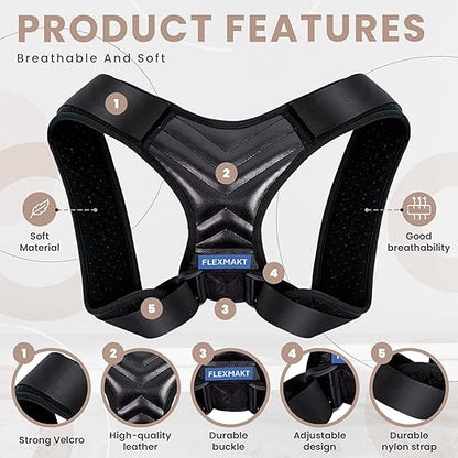 Posture Corrector Just For Women - Adjustable Back Brace - Full Spine Support & Alignment Pain Relieves Neck, Shoulder, Clavicle & Lumbar Pain Breathable & Comfortable - Sizes Medium & Large Perfect for Office.
