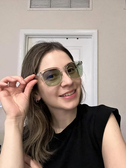 Sleep Glasses for 99.9% Blue Light Glasses Dual AR Coatings Green Lens for Computer Gaming Reduce Eyestrain