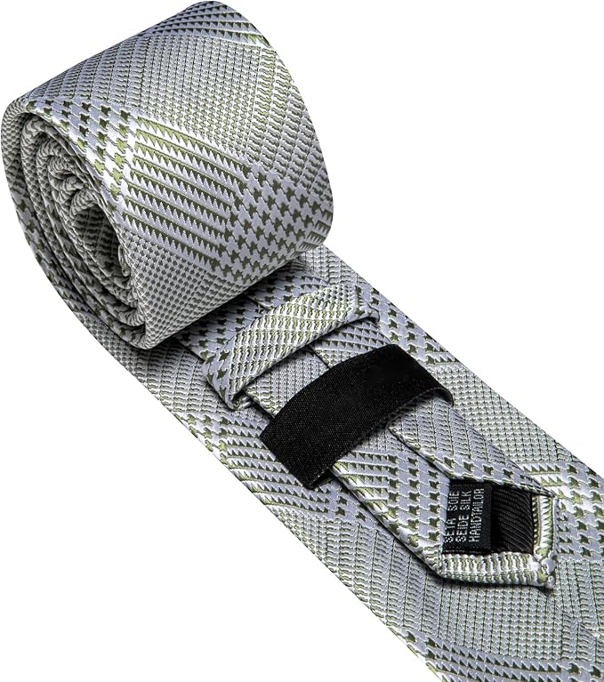 Barry.Wang Tie Sets for Men Silk Solid Necktie Stain Ties Handkerchief Pocket Square Cufflinks Wedding Business Dyed
