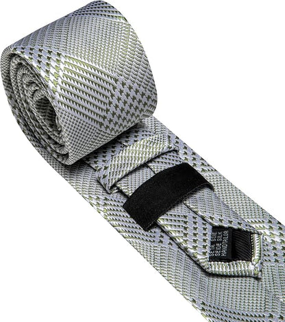 Barry.Wang Tie Sets for Men Silk Solid Necktie Stain Ties Handkerchief Pocket Square Cufflinks Wedding Business Dyed