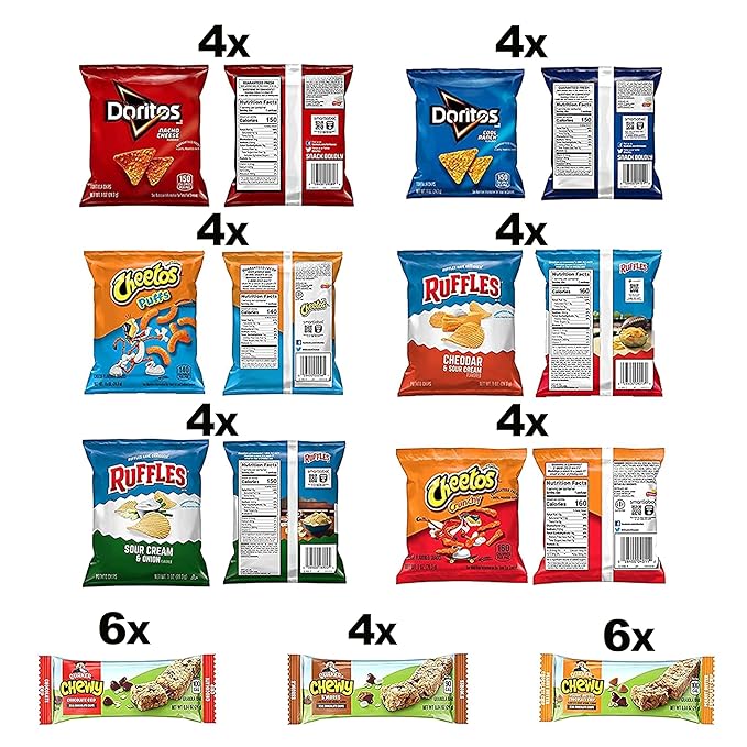Frito-Lay Chips and Quaker Chewy Granola Bars Variety Pack, (Pack of 40)