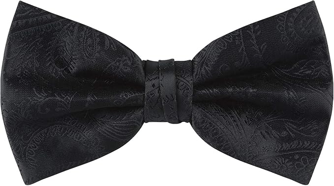 TIE G 5pcs Tie Set in WHITE OR BLACK GIFT BOX: Solid Color Necktie, Satin Bow Tie, Pocket Square, Lapel, Cuff Links