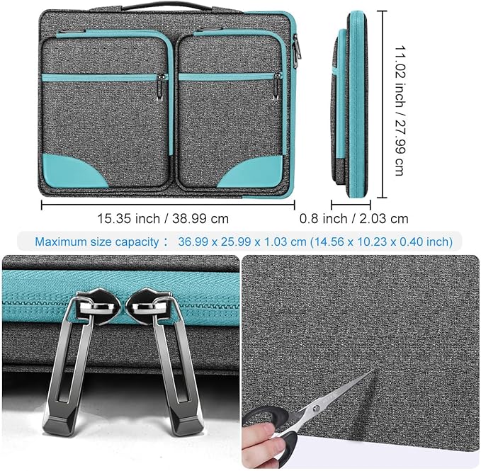 Hseok Laptop Case 15 15.6 16 inch Sleeve with Handle and Hidden Strap,Compatible with MacBook Pro 15.4 16, 360° Protective PC Briefcase with 4 Pockets for Laptop Accessory,Easy to Carrying,Sapphire