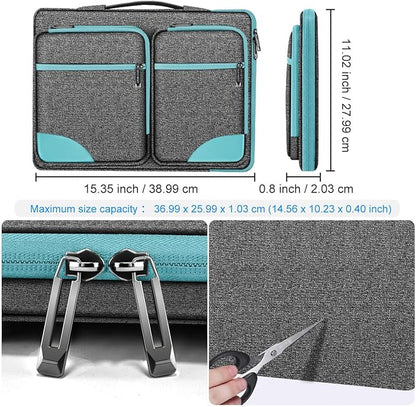Hseok Laptop Case 15 15.6 16 inch Sleeve with Handle and Hidden Strap,Compatible with MacBook Pro 15.4 16, 360° Protective PC Briefcase with 4 Pockets for Laptop Accessory,Easy to Carrying,Sapphire