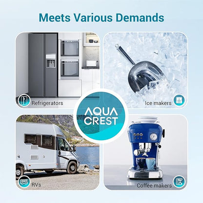 AQUACREST In-Line Water Filter for Refrigerator and Ice Maker, 5 years or 10,000 Gallons High Capacity, 1/4-Inch Direct Connect Fittings, Reduces Chlorine, Bad Taste & Odor