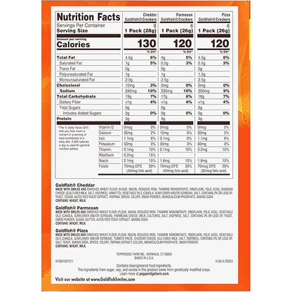 Goldfish Crackers Say Cheeeese Variety Pack with Cheddar, Pizza and Parmesan, Snack Packs, 20 Ct