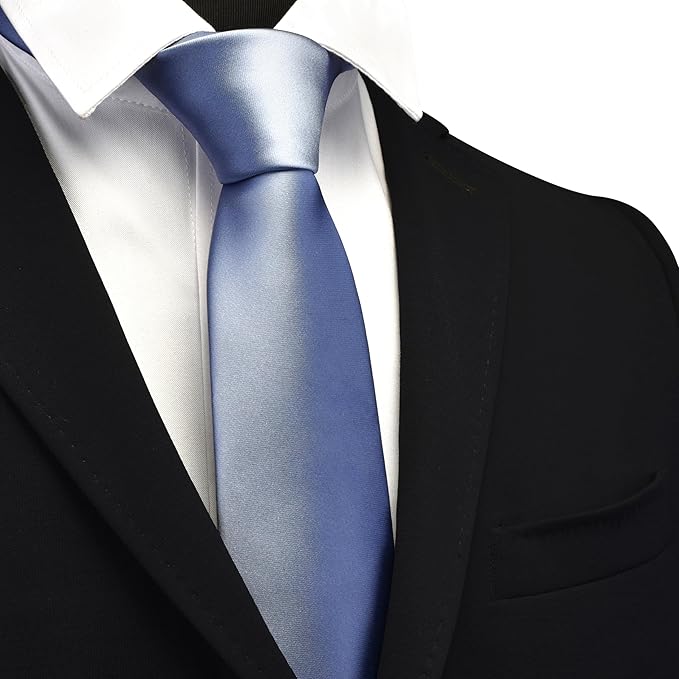 Branduce 3.15"（8cm） Mens Solid Satin Tie Pure Color Necktie for Business and Wedding + Gift Box