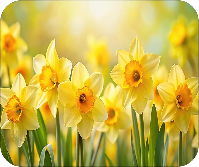 Floral Pattern Flower Mouse Pad Mat Mousepad for Desk Computer Laptop PC Gaming Home or Office Gift for Her Flowers (Daffodil MP108)