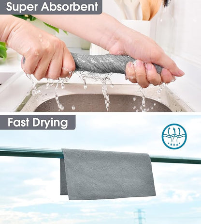 KitchLife Microfiber Cleaning Cloth Roll, 100 Pack - Tear-Away Microfiber Paper Towels, Lint-Free, Reusable, Washable for Kitchen, Car, Dishes, and Sensitive Surfaces (Grey)