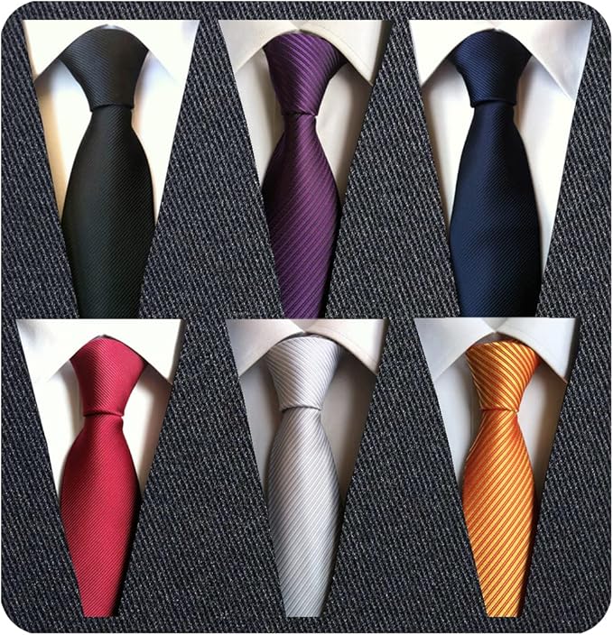 Adulove Men's Necktie Classic Silk Tie Woven Jacquard Neck Ties 6 PCS