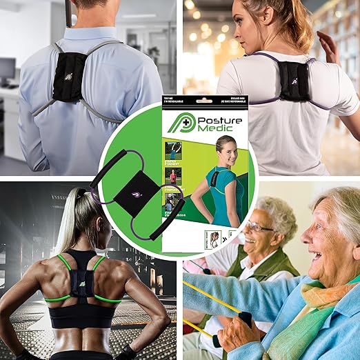 PRIMEKINETIX PostureMedic Dynamic Posture Corrector - Active Resistance Training System for Upper Back Strengthening & Shoulder Alignment - Stretches Chest, Strengthens Back - Doctor Recommended - Size S (Purple)