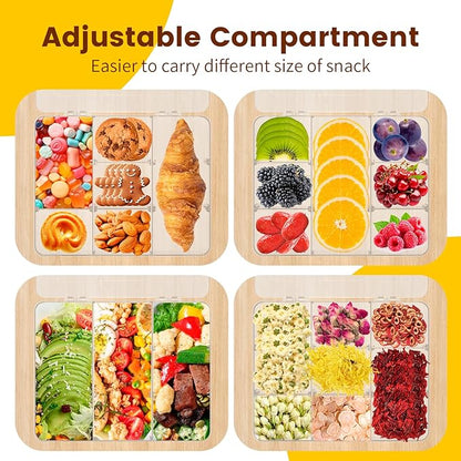 AQSXO 6 Pcs Snack Box Container, 9 Compartments Snack Containers Reusable Meal Prep Lunch Containers.
