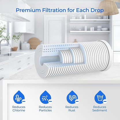 4.5" x 10" Universal Sediment Water Filter Replacement Cartridge for Whole House Filtration Systems - Model AO-WH-PREL-R - 25 micron (2 Pack)