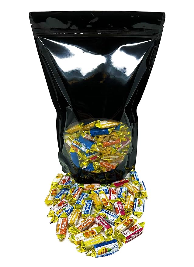 Holiday Fruity Hard Candy Filled With Real Fruit Pulp - 3 lbs - Peach, Strawberry, Pineapple, Orange and Lemon Flavored Bon Bons Filled with Real Fruit Pulp - Bulk American Vintage Candy Assortment - Individually Wrapped, 48 oz.