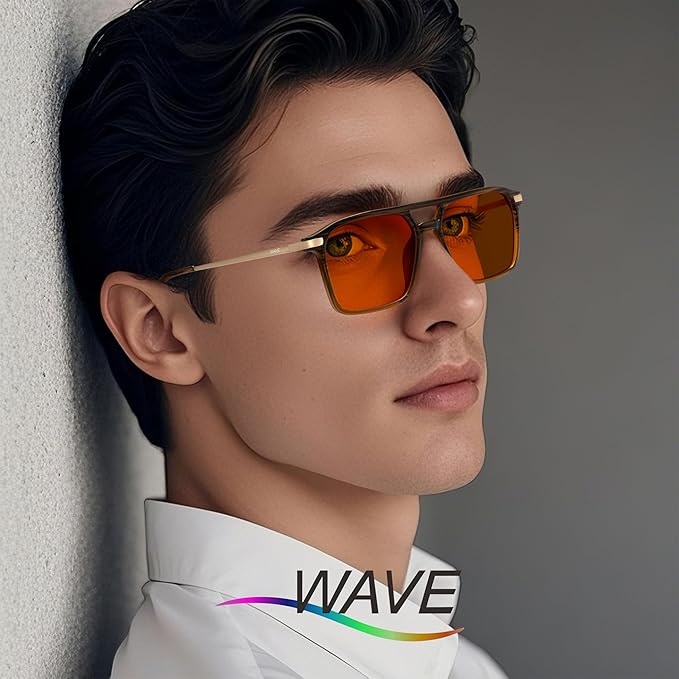WAVE Blue Light Blocking Glasses,Gaming Glasses with Metal Frames,Computer Glasses for Eye Strain,Anti Glare