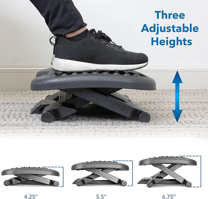 Mount-It! Ergonomic Under Desk Footrest | Massaging Foot Support for Foot Comfort | Office Tilting Footrest with 3-Level Height Adjustment Against Swelling