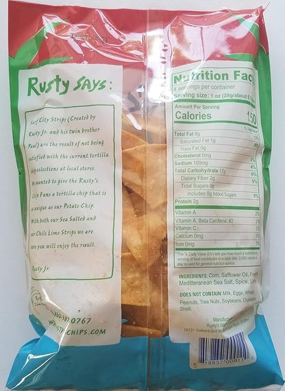 Rusty’s Chips - Handmade Healthy Crunchy Chili Lime Tortilla Corn Chips, No Preservatives - Gluten Free Snacks, Transfat Free - Non-GMO, Vegan, Healthy Snacks for Adults - 4 oz (12 Snack Packs)