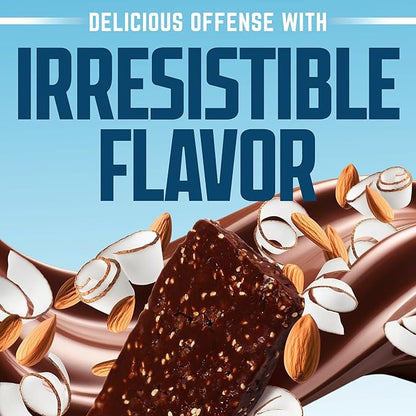 Defender Vegan Protein Bar, Coconut Almond Chocolate Chip, Plant Based Snack Breakfast Bars, Psyllium Husk, High Fiber, Non GMO, Kosher, No Stevia & Sugar Alcohols, 12 Bars, Holiday Gift Item, Stocking Stuffer