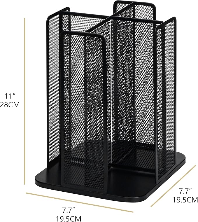 Annova Paper/Plastic Cup and Lid Holder Plastic Storage Organizer, 360°Rotating Coffee Mup Dispenser with 4 Compartments, Multifunctional Storage Rack for Home, Office, Bar, Coffee Shop (Black)