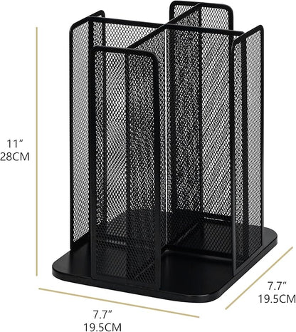 Annova Paper/Plastic Cup and Lid Holder Plastic Storage Organizer, 360°Rotating Coffee Mup Dispenser with 4 Compartments, Multifunctional Storage Rack for Home, Office, Bar, Coffee Shop (Black)