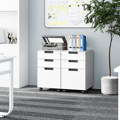 3 Drawer Vertical File Cabinets, Mobile Filling Cabinet with Lock for Legal/Letter Size, Pre-Built Office Storage File Cabinet with Wheels Under Desk - Fully Assembled