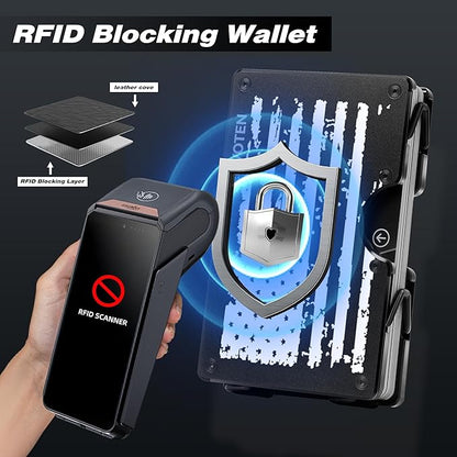 Upgraded Hinged Minimalist Wallet for Men | Slim Metal RFID Blocking Wallet | Credit Card Holder & Money Clip Holds 20 Cards | Premium Scratch-Resistant Finish | Ideal Gift for Men