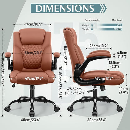 Leather Office Chair, PU Home Computer Desk Chairs with Ergonomic Back Support, 360°Swivel Free，Small Gaming Chair with Wheels and Adjustable Armrests, for Short People Use