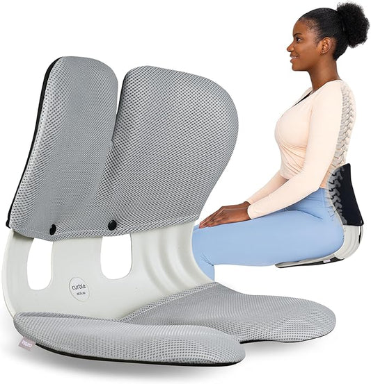 curble Grand(Extra Wide&Sturdy) Cover Set – Ergonomic Back Support Chair with Detachable Cover, Lumbar Support for Posture Correction & Lower Back Pain Relief, Perfect for Home & Office(Set Grey)