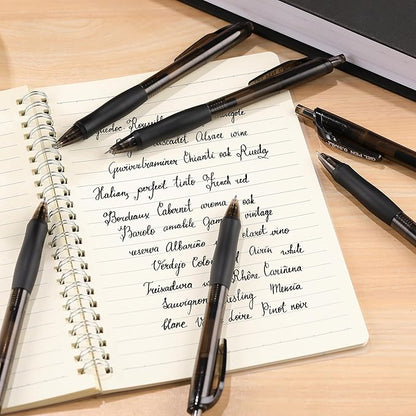 USUAL 12 Pack Retractable Gel Pens 0.5 mm,Black Ink Pen Fine Point Quick Dry Smooth Writing Rollerball Pens,Writing Ballpoint Pens for Office School Supplies