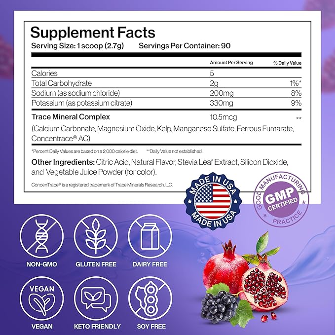 Dr. Price’s Electrolytes Powder Bulk | Blueberry Pomegranate 90 Servings | Sugar Free Hydration Powder with 72+ Trace Minerals | Keto, Vegan, Electrolyte Drink Mix | Doctor-Formulated, Made in USA