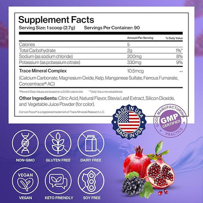 Dr. Price’s Electrolytes Powder Bulk | Blueberry Pomegranate 90 Servings | Sugar Free Hydration Powder with 72+ Trace Minerals | Keto, Vegan, Electrolyte Drink Mix | Doctor-Formulated, Made in USA