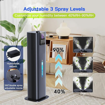 Smart Humidifiers Large Room Bedroom Home, 2.11Gal(8L) Quiet Top Fill Cool Mist Humidifier, Smart App & Remote Control, 3 Speed Humidifier with 360° Nozzle, Humidity Setting for Baby Office(Blue)