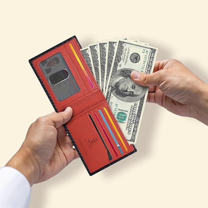 Oak Leathers Slim Leather Wallet for Men - RFID Wallets Credit Card Holder Ultra Thin Gift for Mens, Front Pocket Minimalist Design
