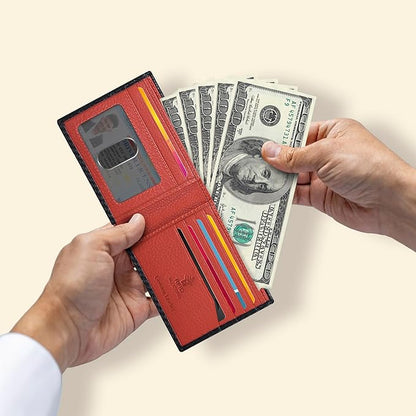 Oak Leathers Slim Leather Wallet for Men - RFID Wallets Credit Card Holder Ultra Thin Gift for Mens, Front Pocket Minimalist Design