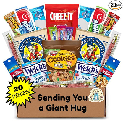 Hangry Kits Sending a Giant Hug For Men And Women - Send-A-Hug Basket Care Package for Men, To A Friend Or Loved One In Hospital, After Surgery Or Sickness. Recovery. Delicious Variety Of Comforting Snacks