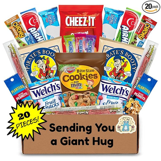 Hangry Kits Sending a Giant Hug For Men And Women - Send-A-Hug Basket Care Package for Men, To A Friend Or Loved One In Hospital, After Surgery Or Sickness. Recovery. Delicious Variety Of Comforting Snacks