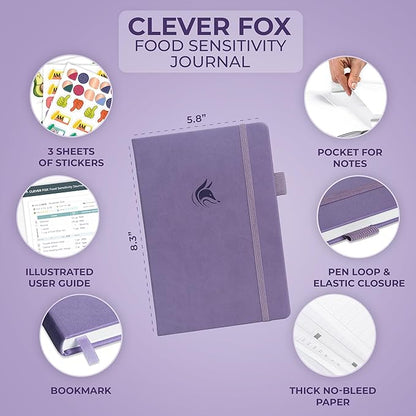 Clever Fox Food Sensitivity Journal – Daily Intolerance & Symptom Log for IBS, Diabetic, Low Fodmap, Elimination Diet – Health Tracker (Lavender)
