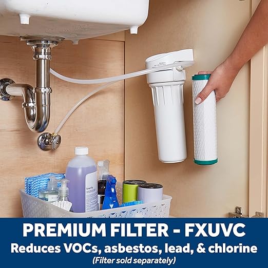 GE Water Filter System for Entire Home, Water Filtration System Reduces Lead, Asbestos & More, Install Kit & Accessories Included, Replace Filters (FXUTC, FXULC, FXUVC) Every 6 Months, GX1S01R