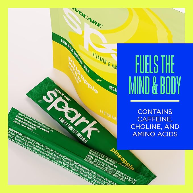 AdvoCare Spark - Energy Drink Mix - Vitamin & Amino Acid Supplement - Supports Energy & Focus - Portable Immune Support - Sugar-Free - Pineapple Whip, 14 Stick Packs (3.5 oz)